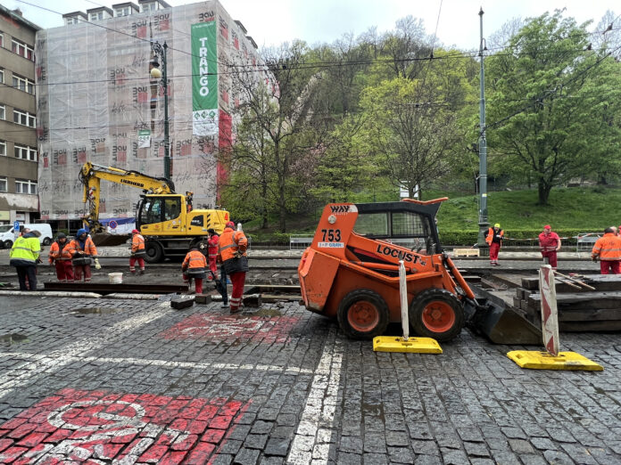 ремонт трамвайних колій у Празі
